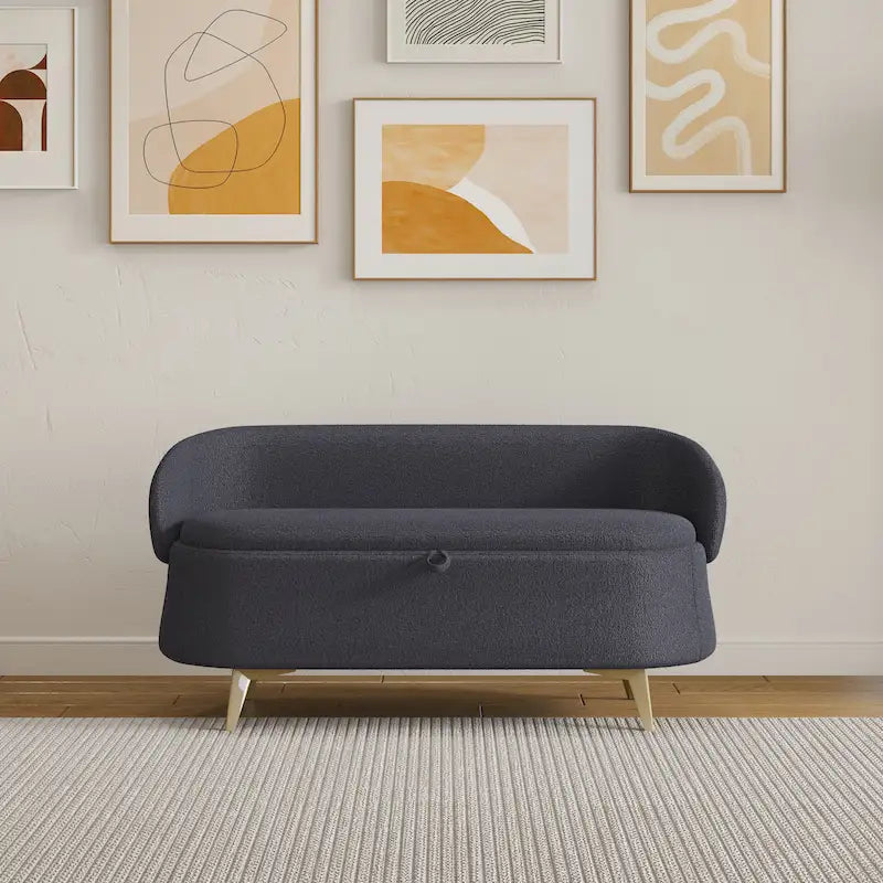Teddy Fabric Storage Bench with Metal Legs