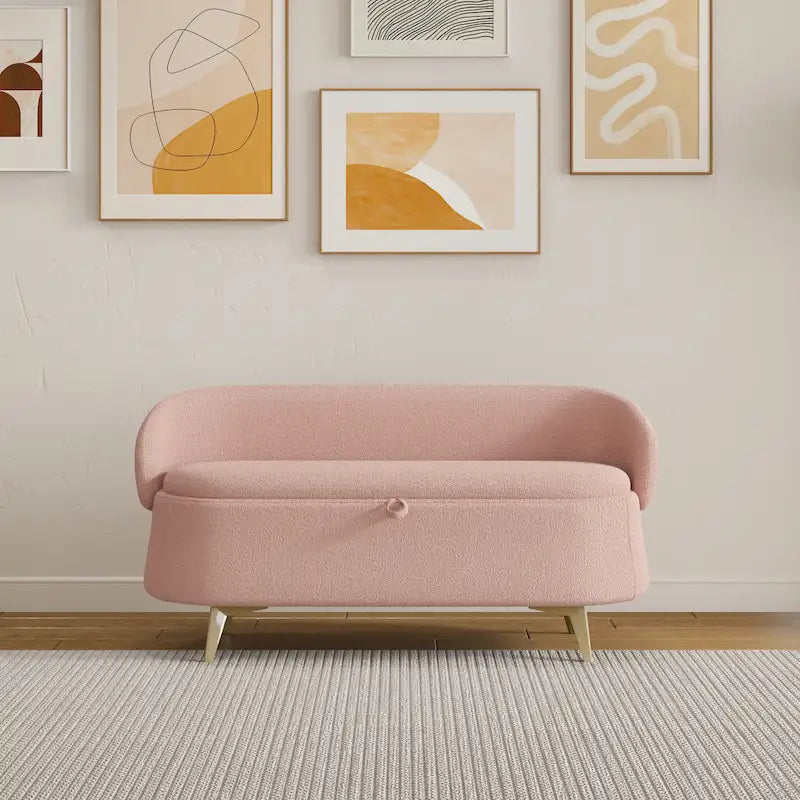 Teddy Fabric Storage Bench with Metal Legs