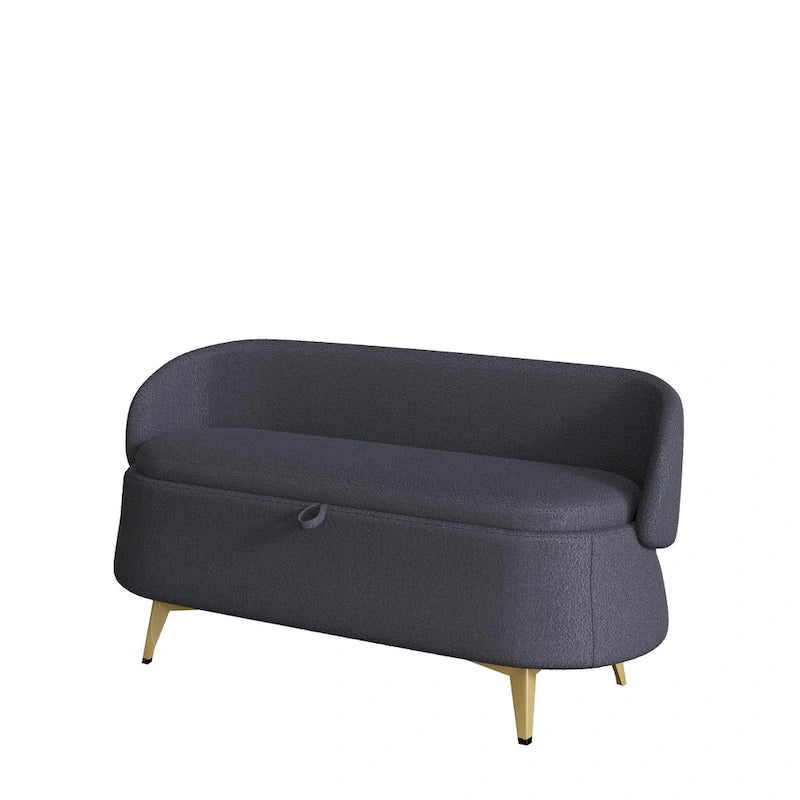 Teddy Fabric Storage Bench with Metal Legs, Multi-Functional Rectangular Storage Sofa Stool
