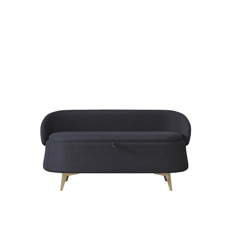 Teddy Fabric Storage Bench with Metal Legs, Multi-Functional Rectangular Storage Sofa Stool