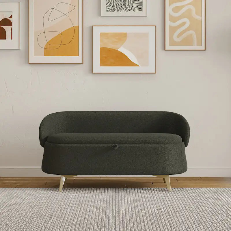 Teddy Fabric Storage Bench with Metal Legs, Multi-Functional Rectangular Storage Sofa Stool
