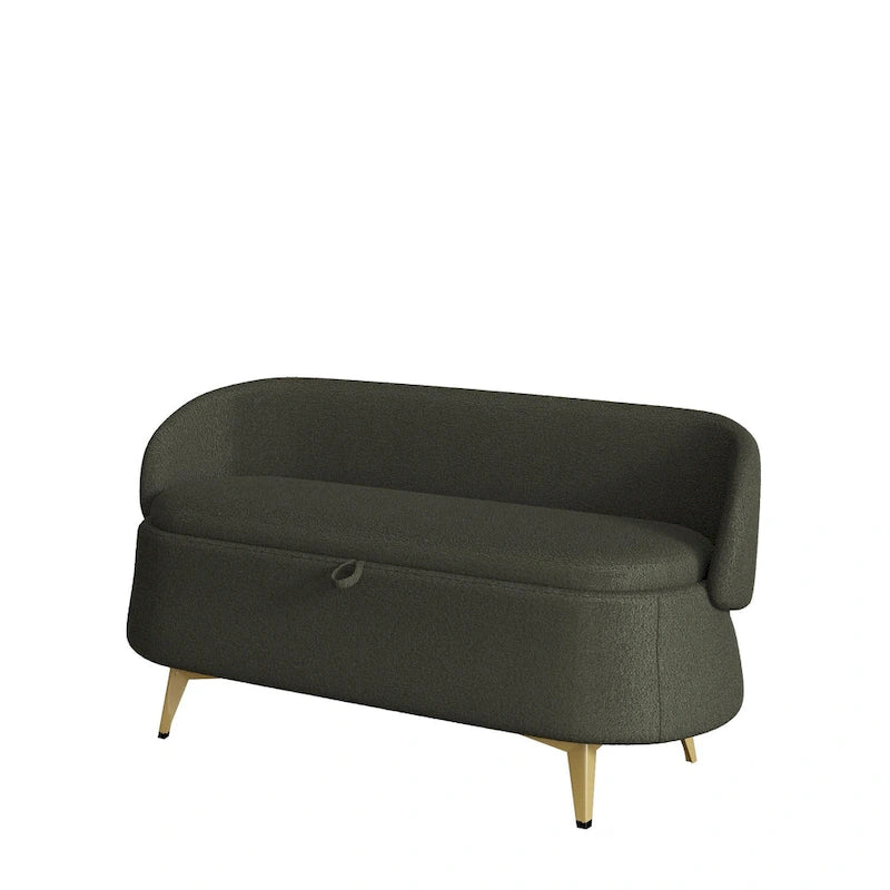 Teddy Fabric Storage Bench with Metal Legs, Multi-Functional Rectangular Storage Sofa Stool