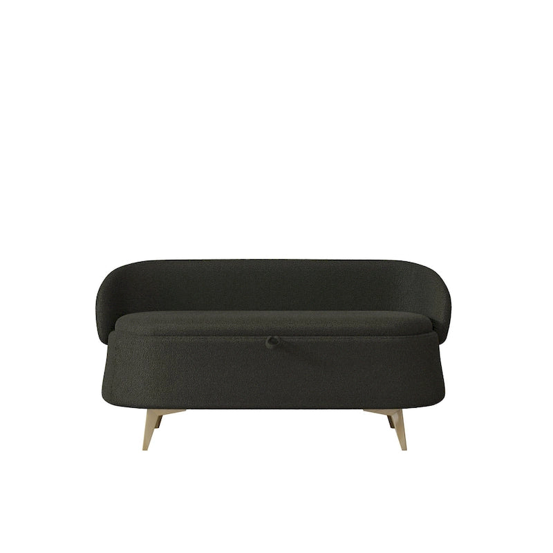 Teddy Fabric Storage Bench with Metal Legs, Multi-Functional Rectangular Storage Sofa Stool