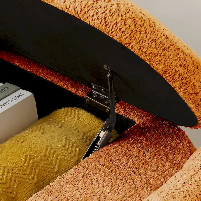 3D Lamb Fleece Fabric Storage Bench with Arc-shaped Sides