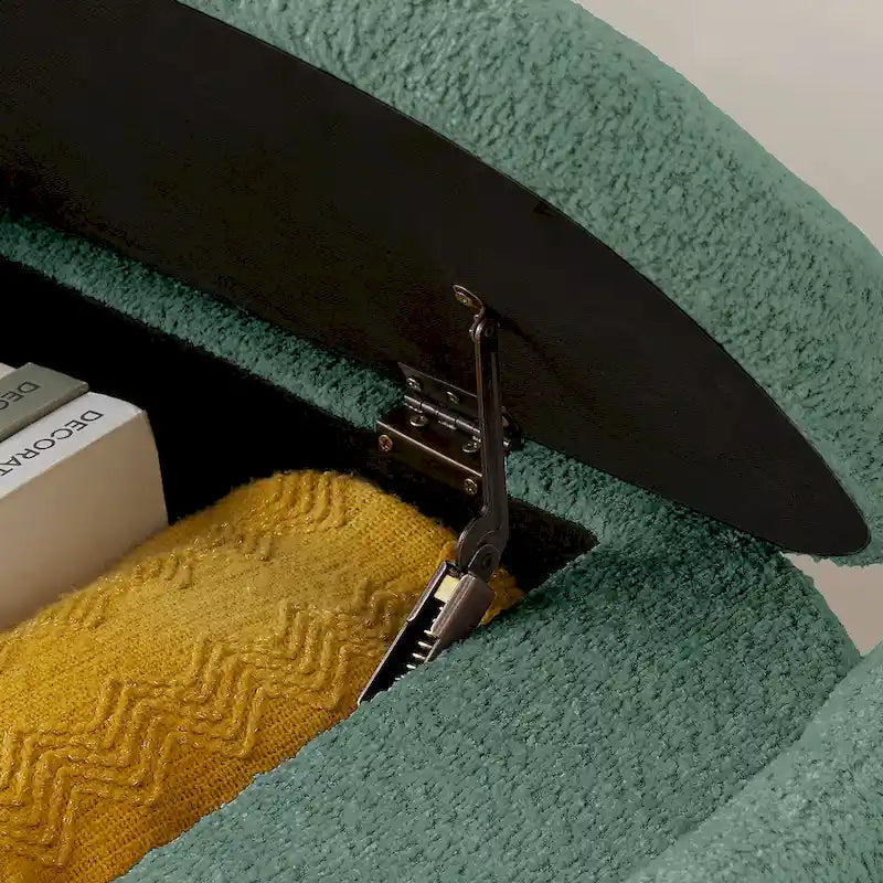 3D Lamb Fleece Fabric Storage Bench with Arc-shaped Sides
