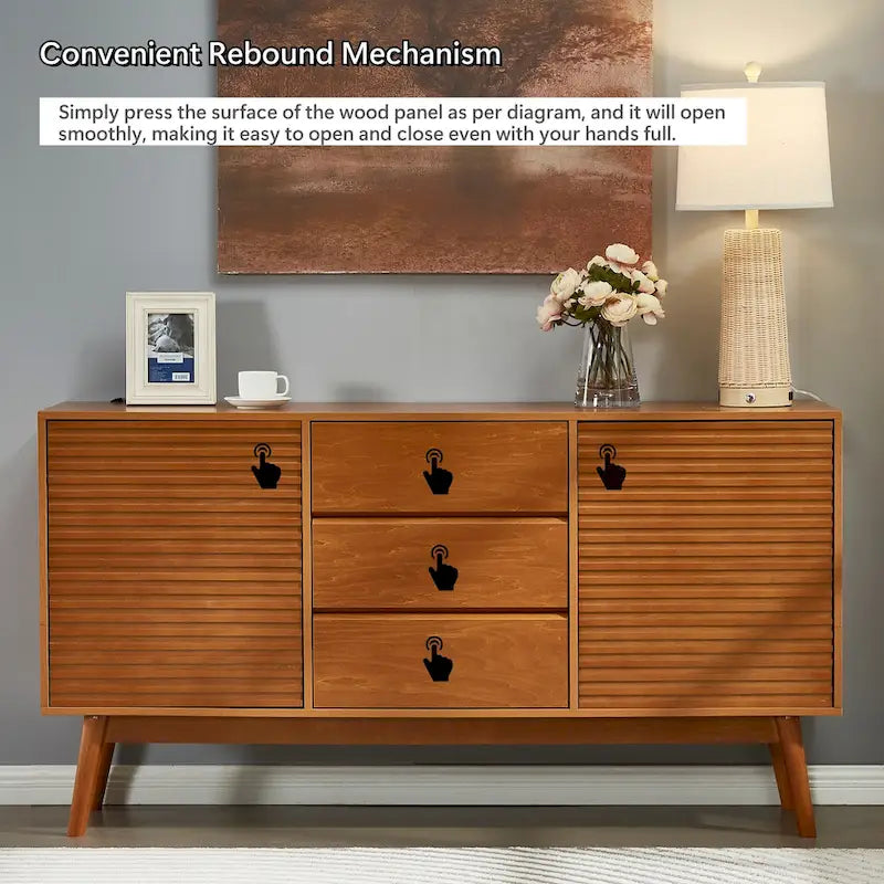 Modern Wood TV Stand, Entertainment Center for TVs up to 65, Sideboard Buffet Cabinet Credenza