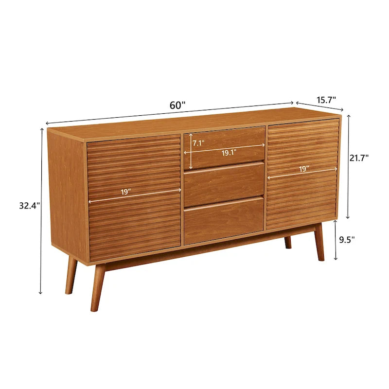 Modern Wood TV Stand, Entertainment Center for TVs up to 65, Sideboard Buffet Cabinet Credenza
