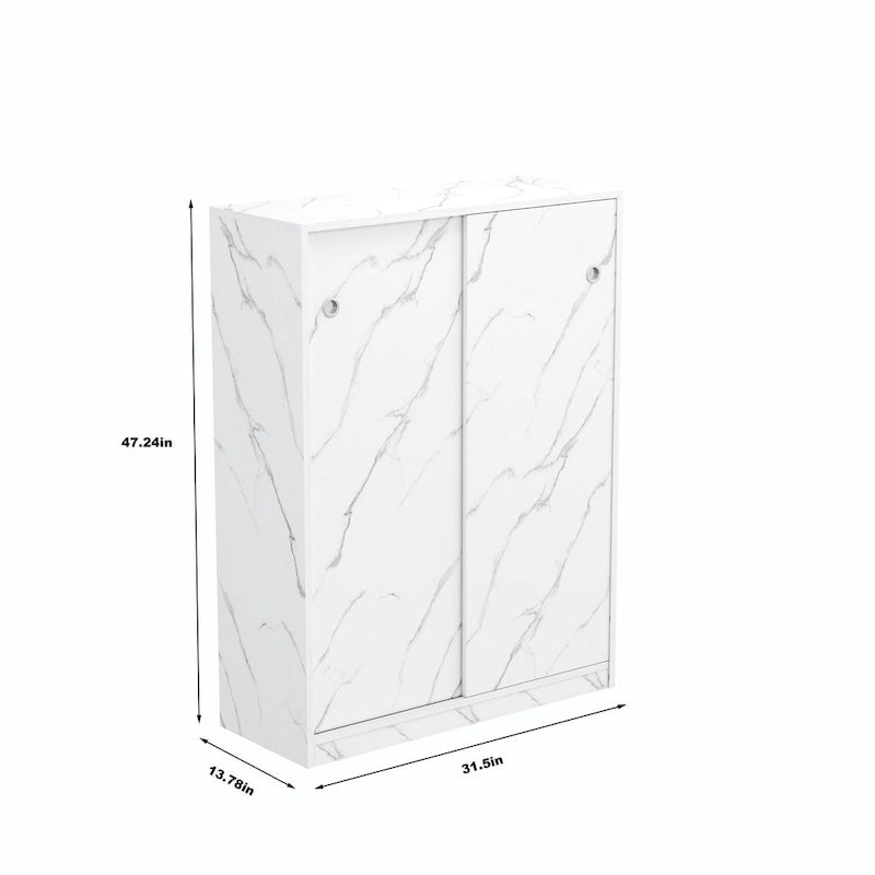 Marble Shoe Cabient With Sliding Door Have 6 Layers Can Storage At Least 30 Pairs Shoes