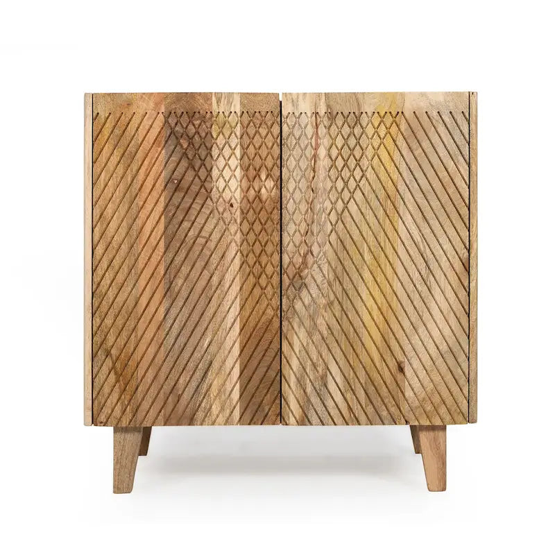 28W Accent Sideboard Cabinet with Storage with Fluted Design and Adjustable Shelf - N/A