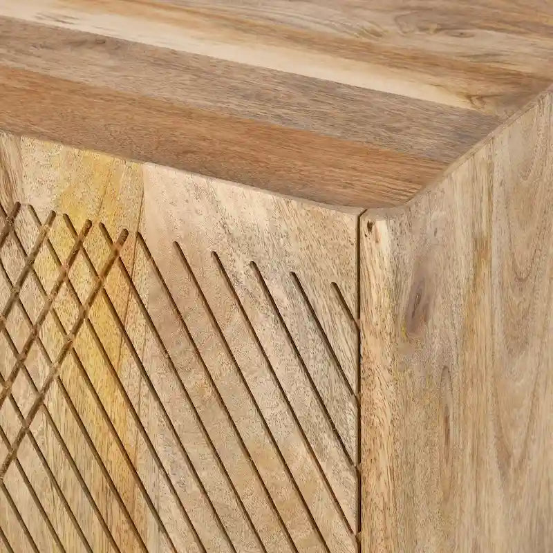 28W Accent Sideboard Cabinet with Storage with Fluted Design and Adjustable Shelf - N/A
