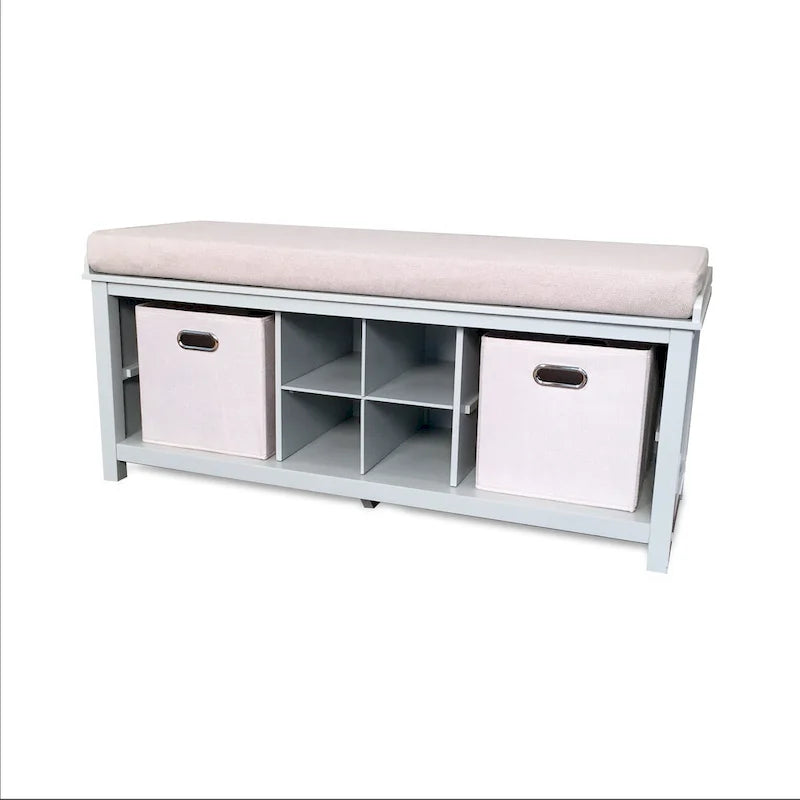 John Louis Home Solid Wood Entryway Bench with 1 Shoe Cubbies Grey