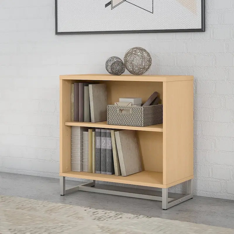 Modern 2-Shelf Bookcase Cabinet with Adjustable Shelf