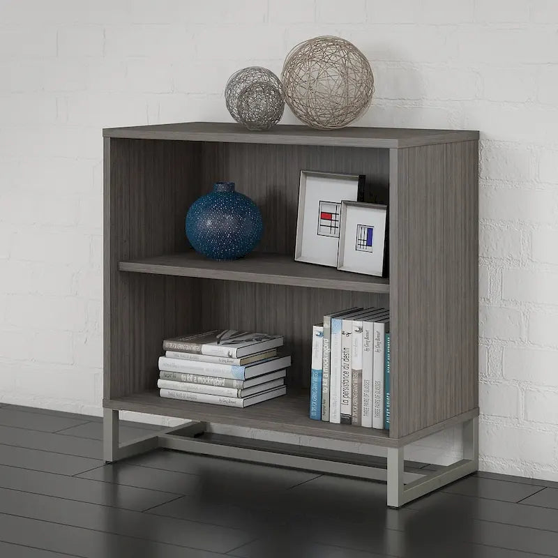 Modern 2-Shelf Bookcase Cabinet with Adjustable Shelf