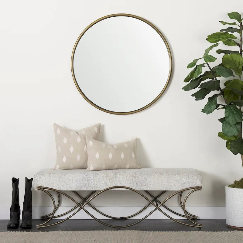 Upholstered Entryway Bench with Crisscross Metal Legs