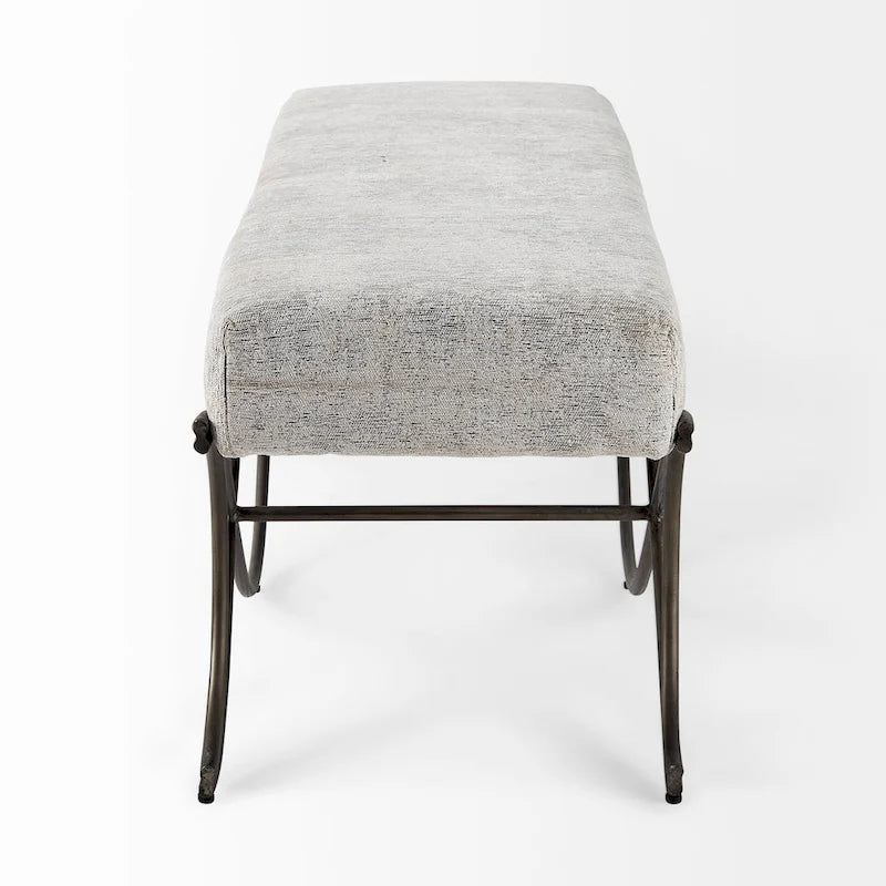 Ayla Gray Fabric Seat w/ Dark Nickel Metal Frame Bench