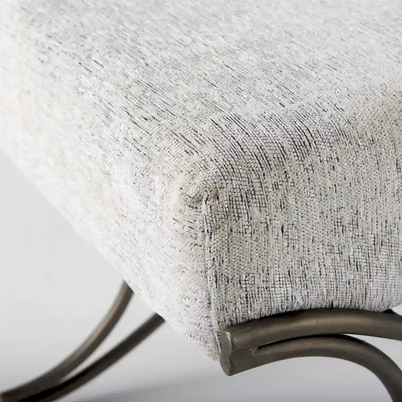 Ayla Gray Fabric Seat w/ Dark Nickel Metal Frame Bench