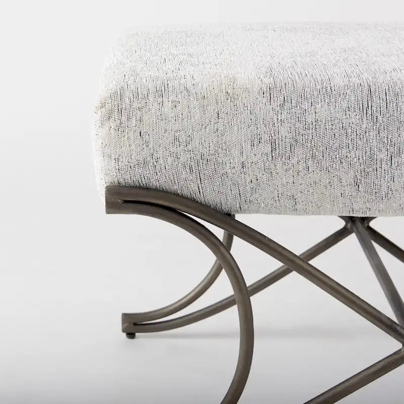 Ayla Gray Fabric Seat w/ Dark Nickel Metal Frame Bench