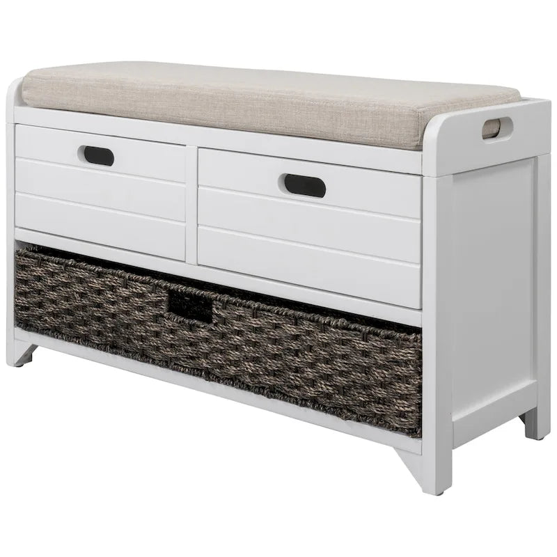 Storage Bench with Removable Basket and 2 Drawers
