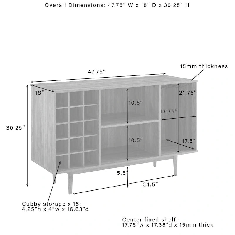 Liam Wine Storage Sideboard - 18'x47.75x30.25