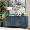 Four Door Wooden Sideboard - Gold Hardware - Navy Blue - 72