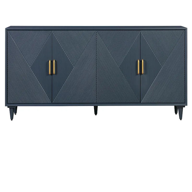 Four Door Wooden Sideboard - Gold Hardware - Navy Blue - 72