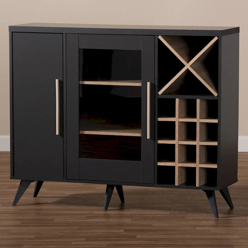 Pietro Mid-Century Modern Finished Wine Cabinet - 38.78 High x 47.24 Wide x 13.39 Deep