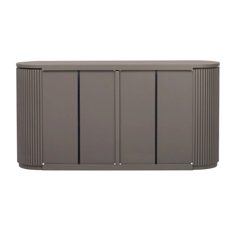 Vertical Striped Door Storage Cabinet with Metal Handles, Adjustable, Suitable for Study, Entryway and Living Room