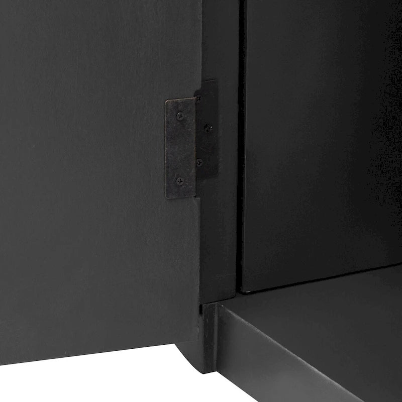 Vertical Striped Door Storage Cabinet with Metal Handles, Adjustable, Suitable for Study, Entryway and Living Room