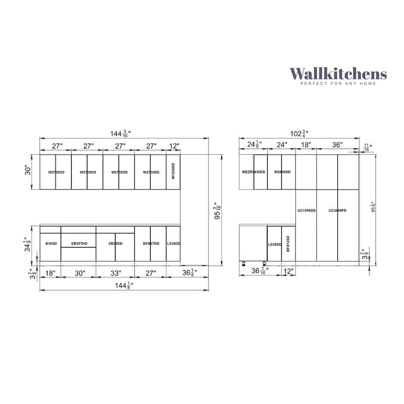 Kitchen Timeless Collection Gray Color Base Size 12Ft Wide - 144x102