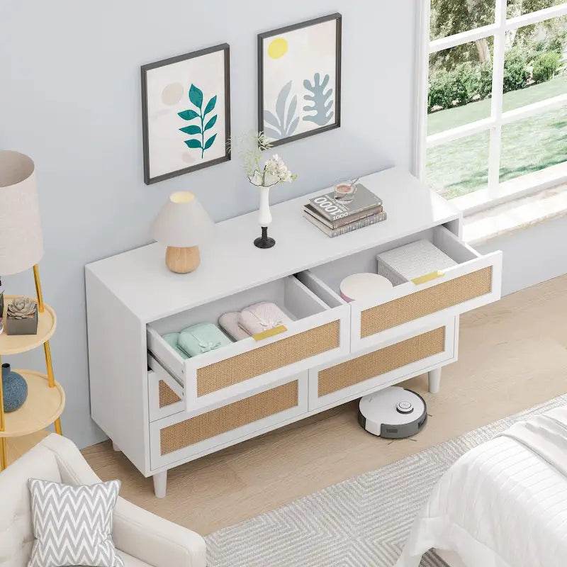 51.186-Drawers Rattan Storage Cabinet Rattan Drawer