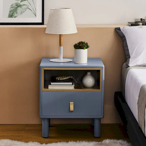 Single drawer bedside table,wooden bedside table, bedside table with drawer, compact bedside table, Nordic style bedside table