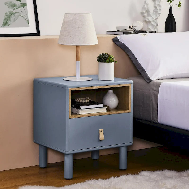 Single drawer bedside table,wooden bedside table, bedside table with drawer, compact bedside table, Nordic style bedside table