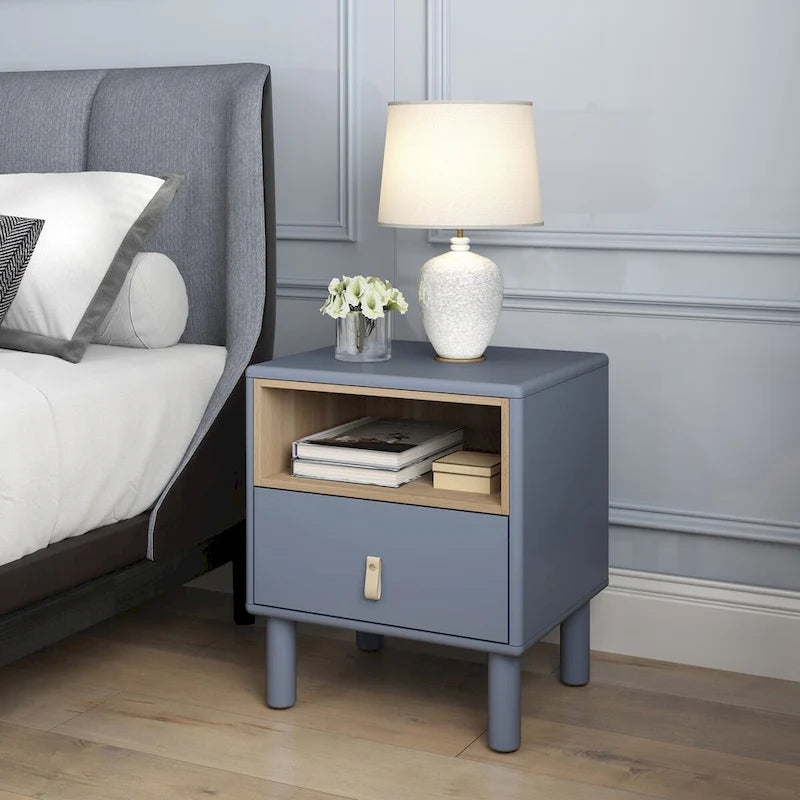 Single drawer bedside table,wooden bedside table, bedside table with drawer, compact bedside table, Nordic style bedside table