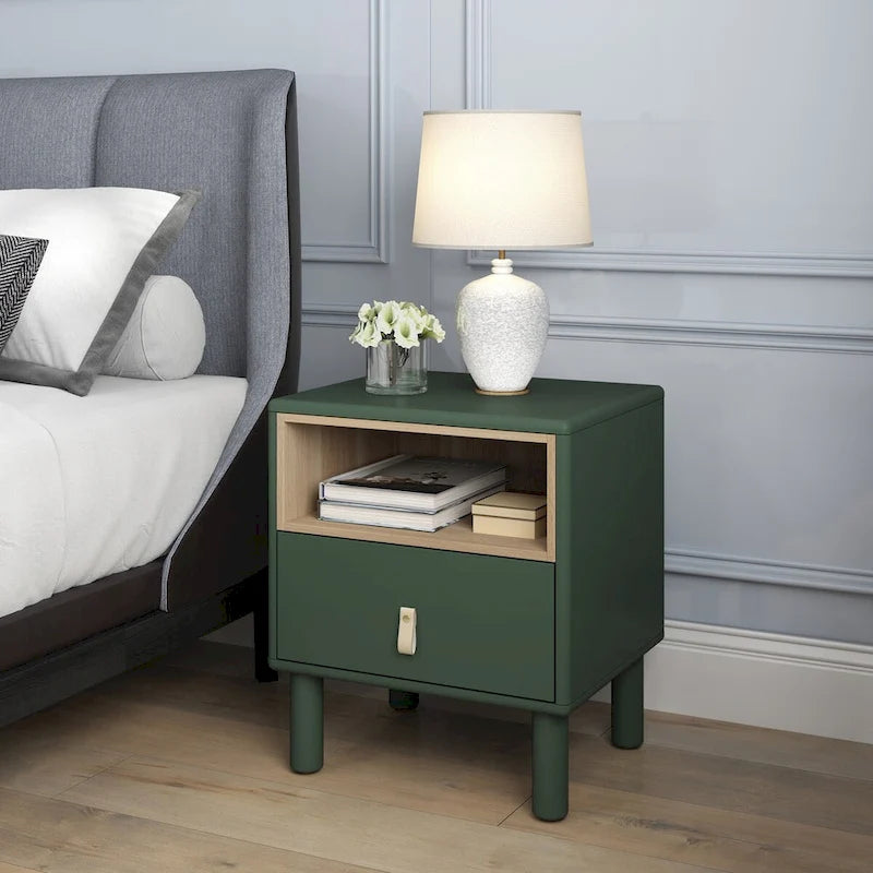 Single drawer bedside table,wooden bedside table, bedside table with drawer, compact bedside table, Nordic style bedside table