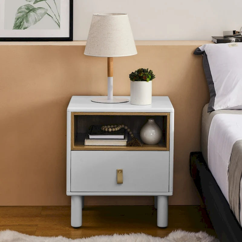 Single drawer bedside table,wooden bedside table, bedside table with drawer, compact bedside table, Nordic style bedside table