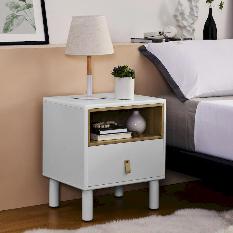 Single drawer bedside table,wooden bedside table, bedside table with drawer, compact bedside table, Nordic style bedside table