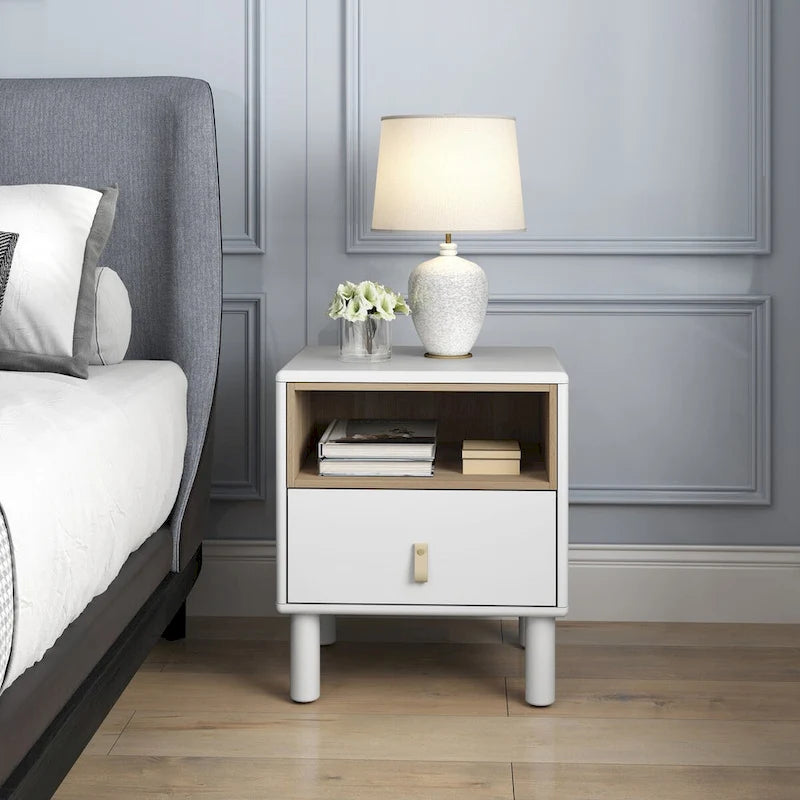 Single drawer bedside table,wooden bedside table, bedside table with drawer, compact bedside table, Nordic style bedside table
