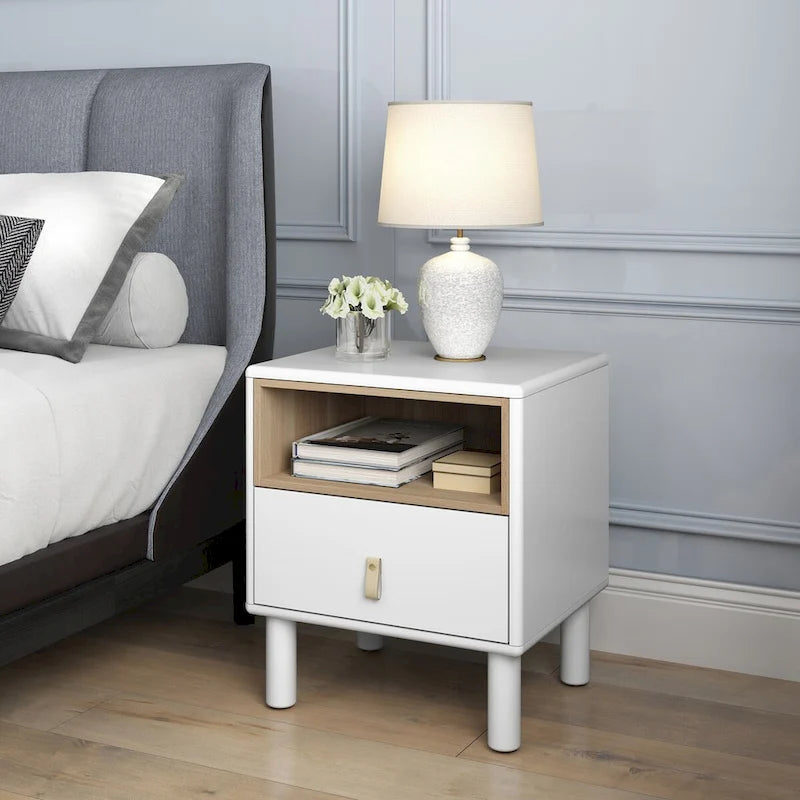 Single drawer bedside table,wooden bedside table, bedside table with drawer, compact bedside table, Nordic style bedside table