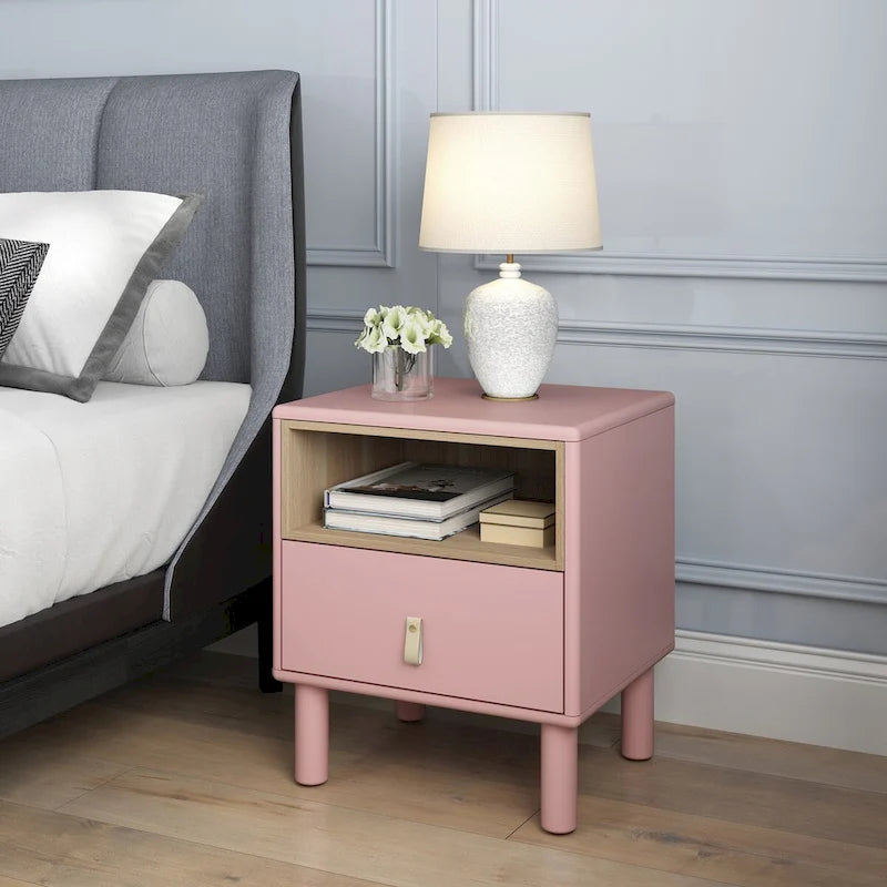 Single drawer bedside table,wooden bedside table, bedside table with drawer, compact bedside table, Nordic style bedside table