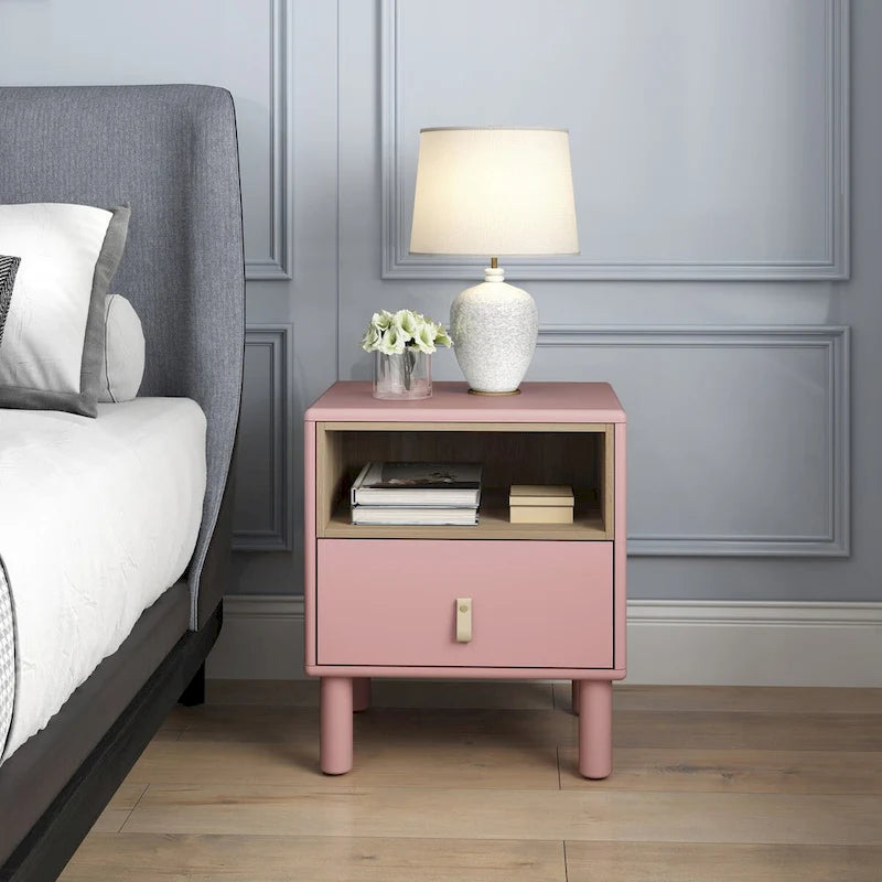 Single drawer bedside table,wooden bedside table, bedside table with drawer, compact bedside table, Nordic style bedside table