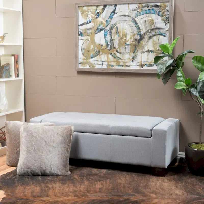 Modern Upholstered Storage Bench for Living Room Entryway