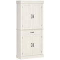 Freestanding Kitchen Pantry with 4 Doors and 2 Large Cabinets