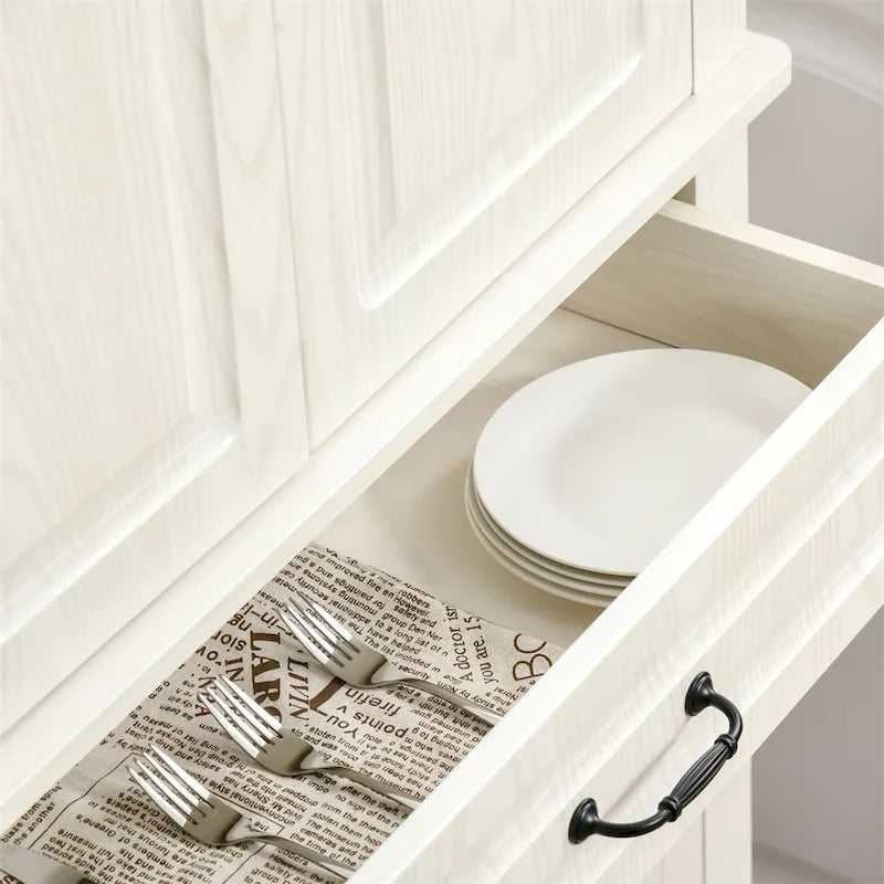 Freestanding Kitchen Pantry with 4 Doors and 2 Large Cabinets