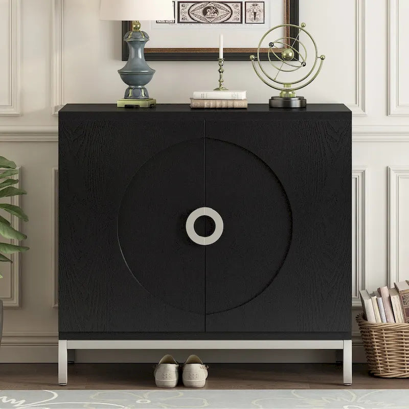 Modern Wood-Grain Sideboard Cabinet with Adjustable Shelves