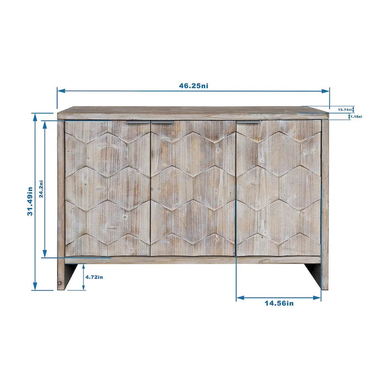Farmhouse Style 3 Door Wooden Cabinet