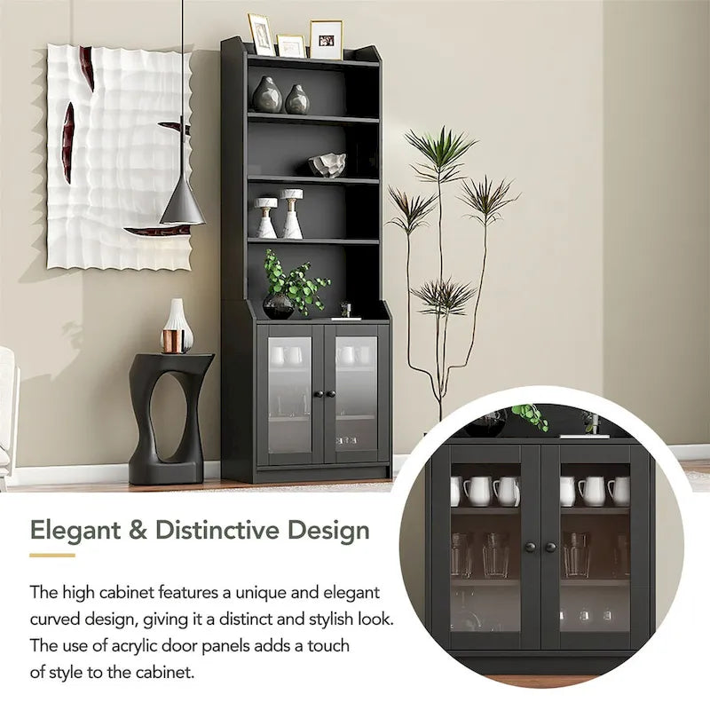Tall Cabinet with Adjustable Shelves for Living Room
