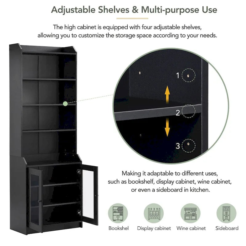Tall Cabinet with Adjustable Shelves for Living Room
