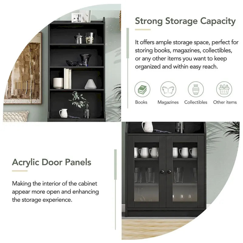 Tall Cabinet with Adjustable Shelves for Living Room