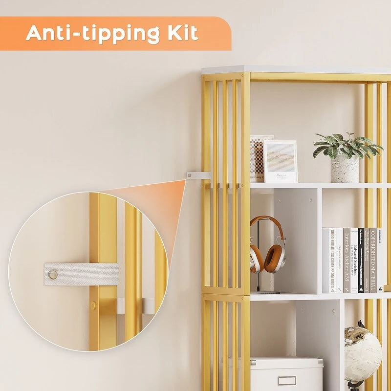 Modern Bookshelf with Drawers - N/A