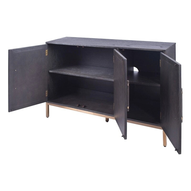 Sophia Antique Black 3 Door Cabinet